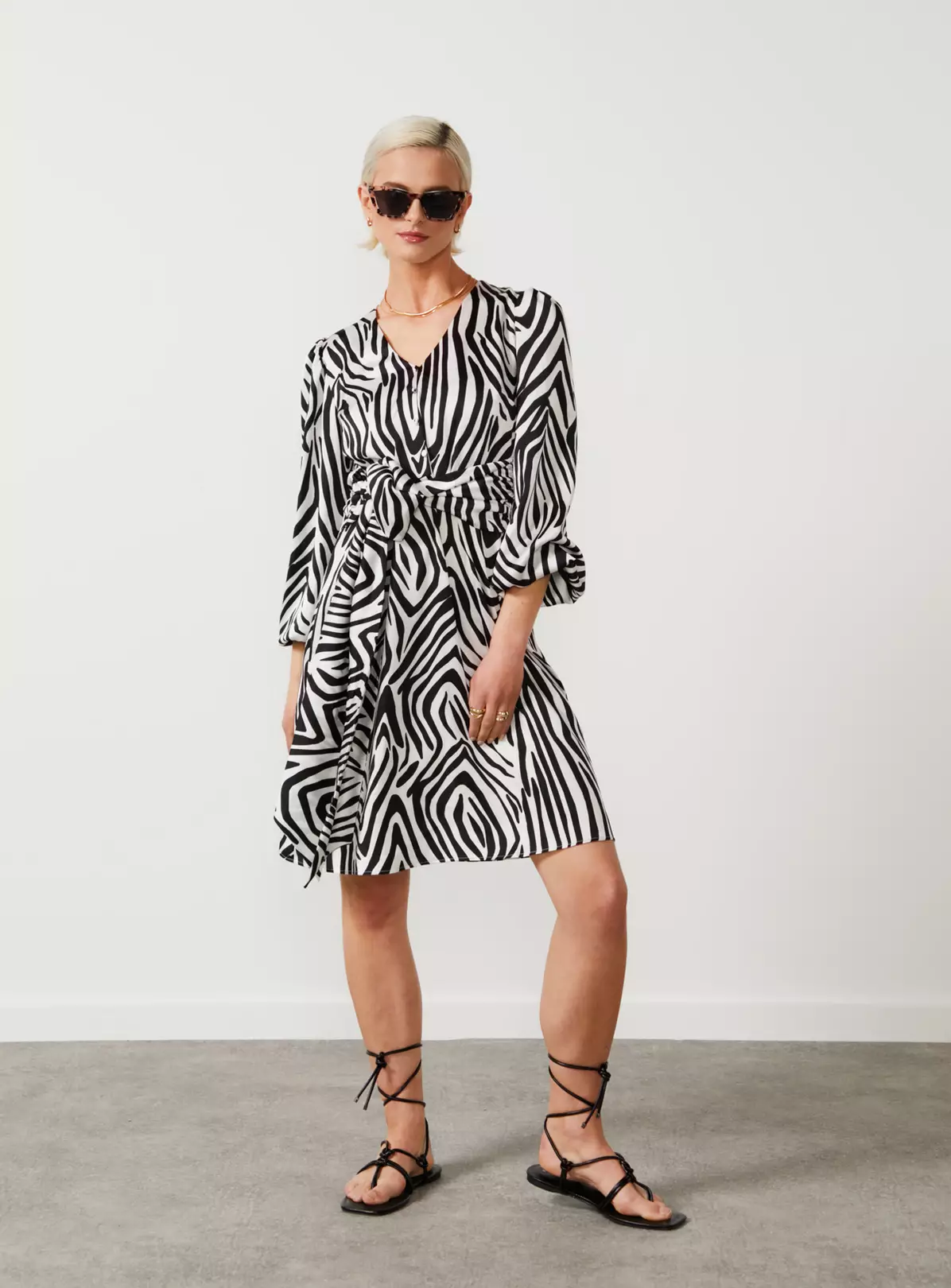 For All The Love Zebra Print Satin Tie Waist Mini Dress 6 3 For All The Love Zebra Print Satin Tie Waist Mini Dress 6