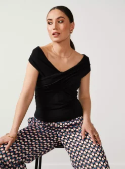 For All The Love Off The Shoulder Bardot Wrap Top 16 -Cheap Zest Garb Store tuc142762781 Black R Z001A