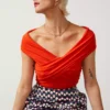 For All The Love Off The Shoulder Bardot Wrap Top 12 -Cheap Zest Garb Store tuc142763054 Red R Z001A