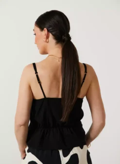 For All The Love Linen Blend Tie Front Cami 18 -Cheap Zest Garb Store tuc142764225 Black R Z003A