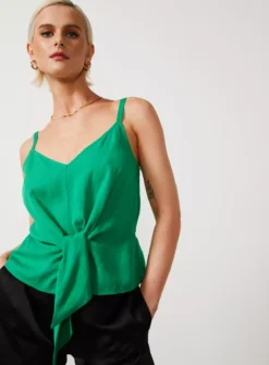For All The Love Linen Blend Tie Front Cami 16 -Cheap Zest Garb Store tuc142764276 Green R Z002A 1