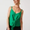 For All The Love Linen Blend Tie Front Cami 16 -Cheap Zest Garb Store tuc142764276 Green R Z005A 1