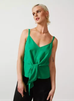 For All The Love Linen Blend Tie Front Cami 16