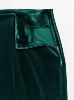 Dark Green Straight Leg Velvet Coord Trousers 22R