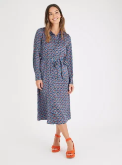 Geo Print Satin Shirt Dress 10L -Cheap Zest Garb Store tuc142817278 Multi20Coloured R Z001A