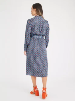 Geo Print Satin Shirt Dress 10L -Cheap Zest Garb Store tuc142817278 Multi20Coloured R Z005A