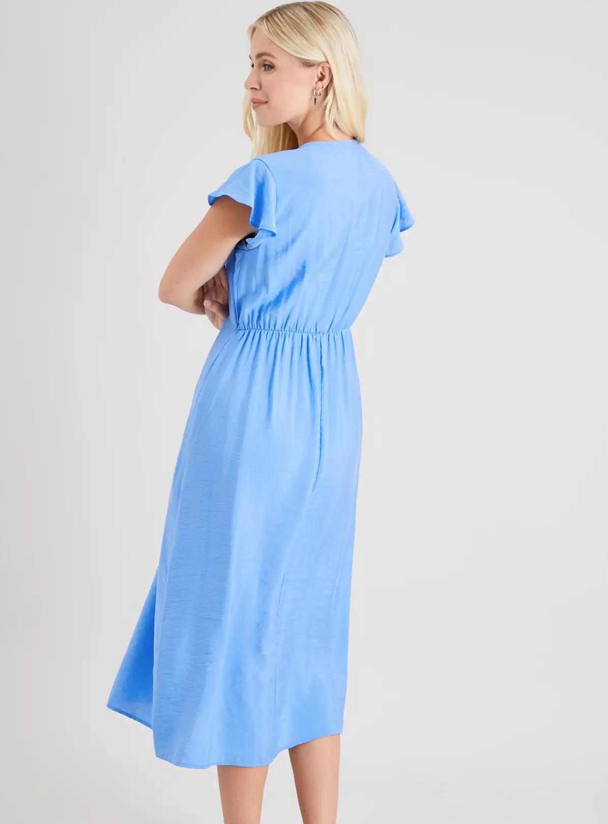 Blue Frill Sleeve Midi Dress 20 7 Blue Frill Sleeve Midi Dress 20 - Image 5