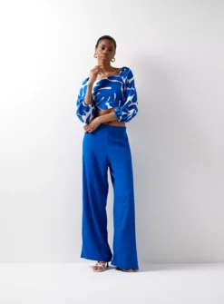 For All The Love Blue Wide Leg Coord Trousers 18 -Cheap Zest Garb Store tuc142949676 Blue R Z005A