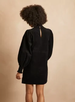 EVERBELLE Black High Neck Short Corduroy Dress 18