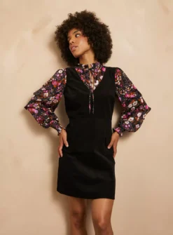 EVERBELLE Black Corduroy Pinny Dress 16