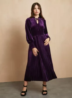 EVERBELLE Purple Velvet High Neck Dress 16 -Cheap Zest Garb Store tuc143036781 Purple R Z001A