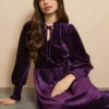 EVERBELLE Purple Velvet High Neck Dress 16