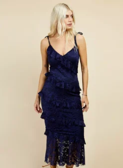 LITTLE MISTRESS Navy Tiered Midaxi 10 -Cheap Zest Garb Store tuc143057397 Navy R Z002A