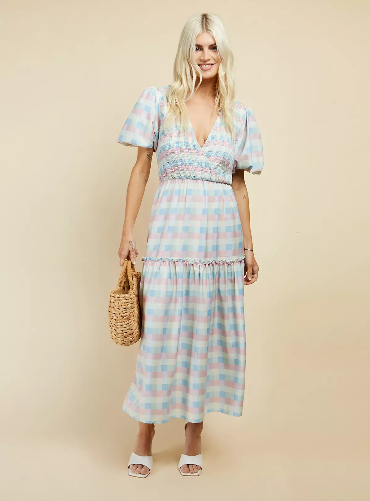 LITTLE MISTRESS Check Shirred Midaxi 16 4 LITTLE MISTRESS Check Shirred Midaxi 16 - Image 2