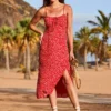 SOSANDAR Red Floral Ruched Bust Strappy Midi Dress 18 1 SOSANDAR Red Floral Ruched Bust Strappy Midi Dress 18 -Cheap Zest Garb Store tuc143069419 Red R Z004A