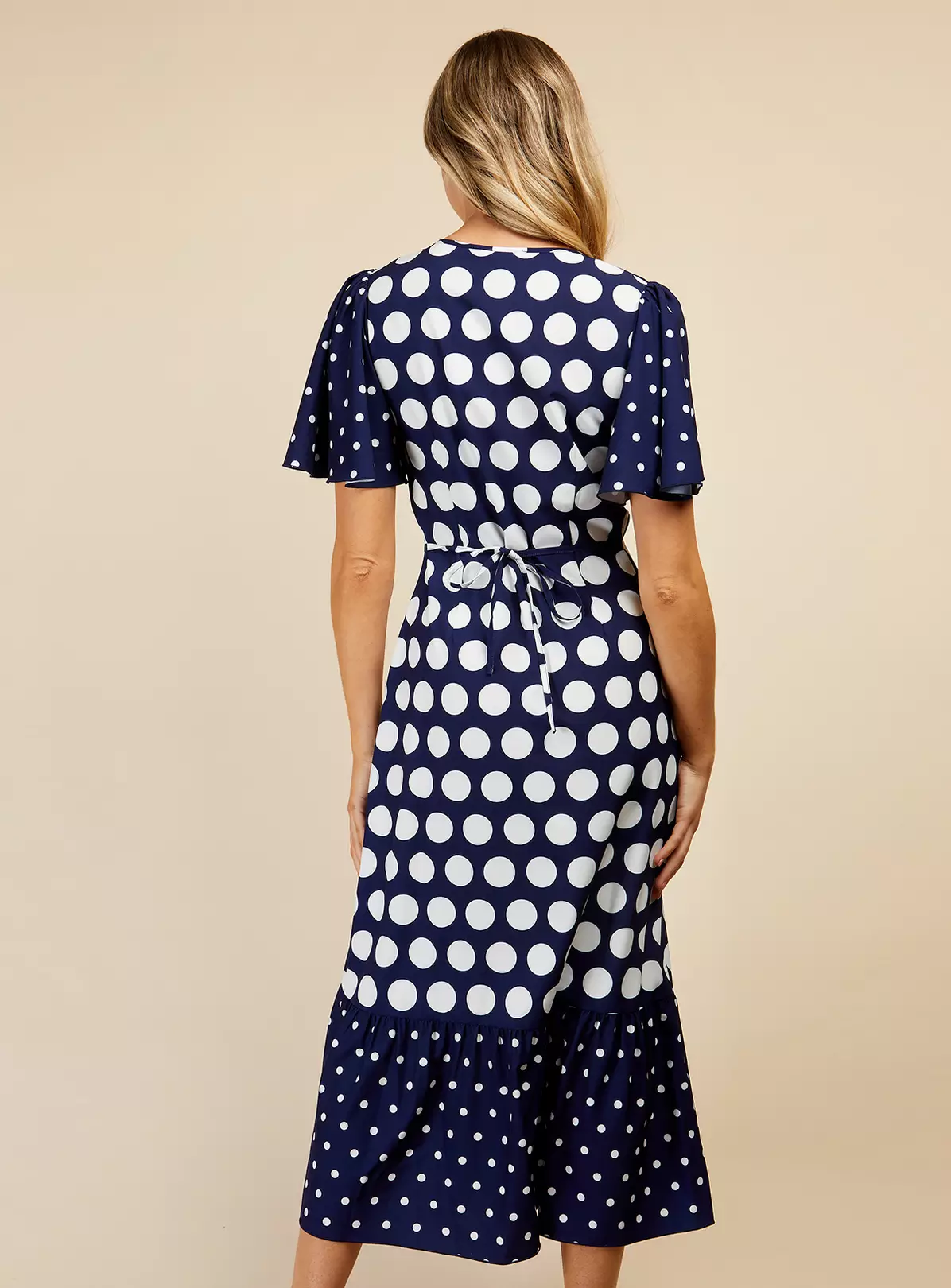 LITTLE MISTRESS Navy Spot Angel Sleeve Midaxi 14 7 LITTLE MISTRESS Navy Spot Angel Sleeve Midaxi 14 - Image 5