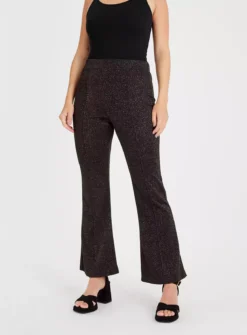 Black Sparkle Kick Flare Coord Trousers 24L -Cheap Zest Garb Store tuc143091499 Black R Z001A 2