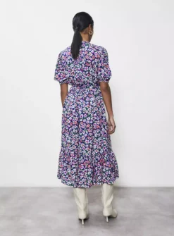 FINERY Madelyn Navy Daisy Midi Dress 16