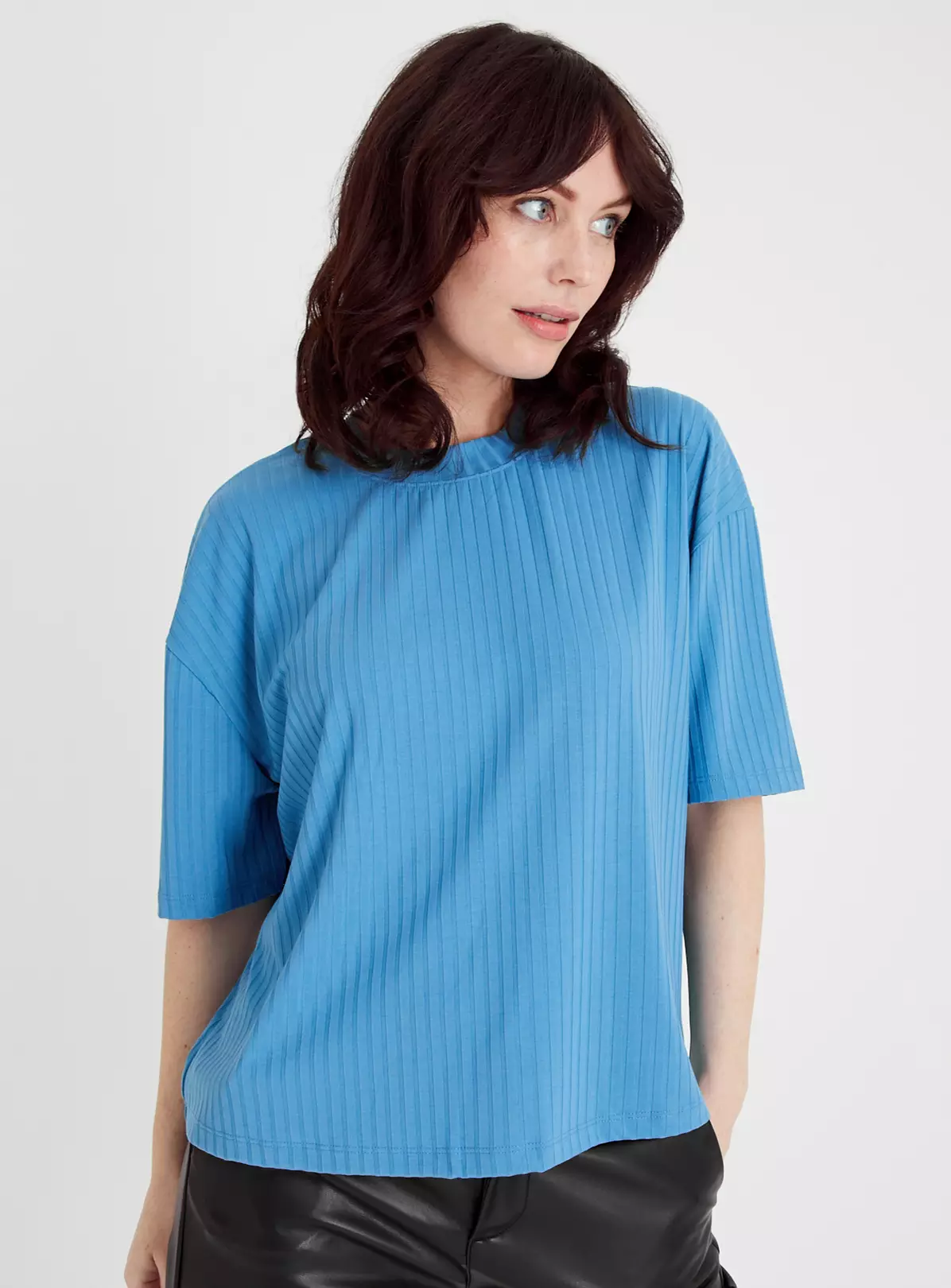 Blue Ribbed Boxy T-Shirt 26 4 Blue Ribbed Boxy T-Shirt 26 - Image 2