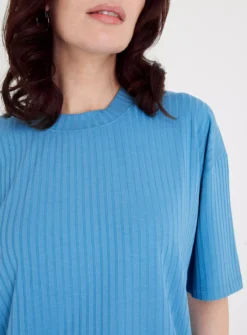 Blue Ribbed Boxy T-Shirt 26 9 Blue Ribbed Boxy T-Shirt 26 -Cheap Zest Garb Store tuc143115016 Blue R Z003A