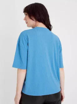 Blue Ribbed Boxy T-Shirt 26