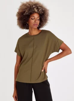 Khaki Relaxed Fit Ponte Top 26
