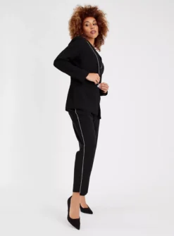 Black Sparkle Stripe Tapered Trousers 22R