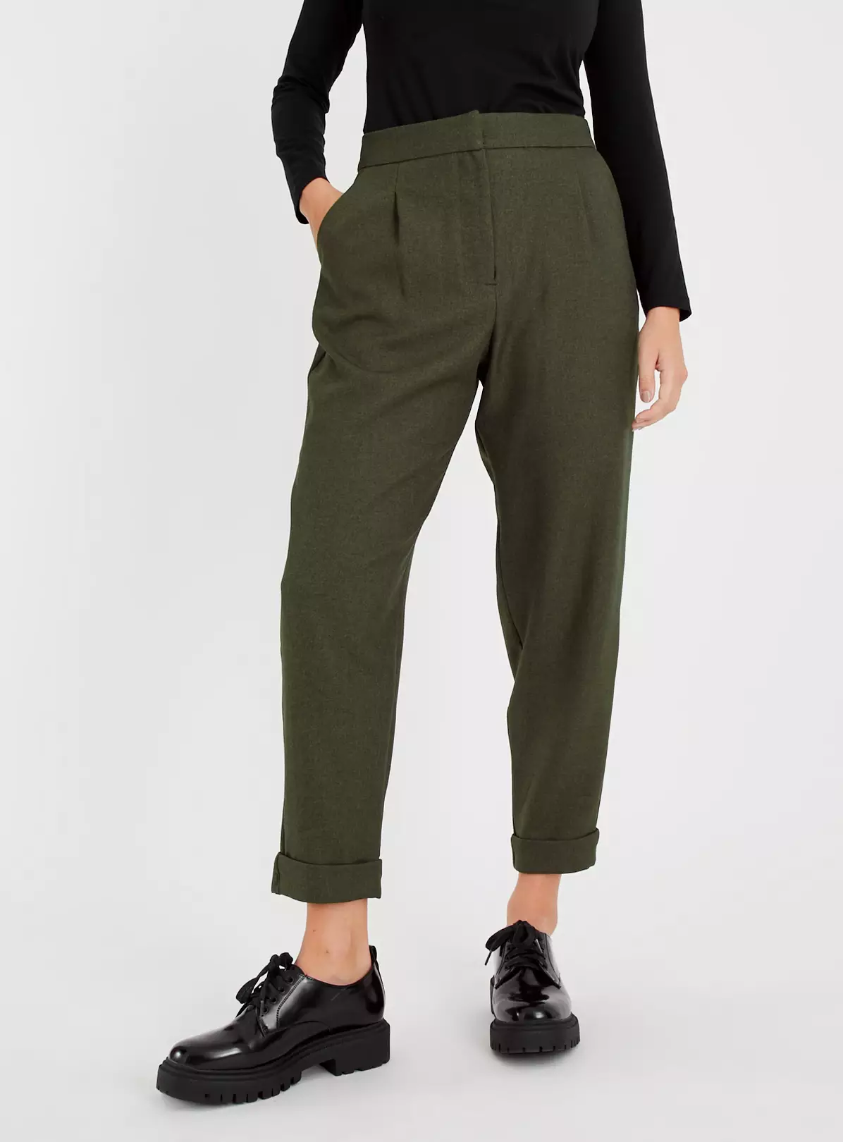 Khaki Tapered Trousers 20S 5 Khaki Tapered Trousers 20S - Image 3
