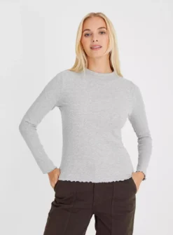 Grey Marl Lettuce Trim Top 8 -Cheap Zest Garb Store tuc143150170 Grey R Z001A