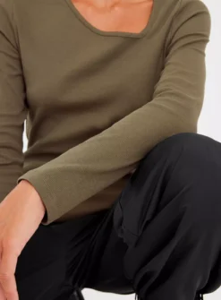 Khaki Asymmetrical Top 16 -Cheap Zest Garb Store tuc143150250 Khaki R Z003A