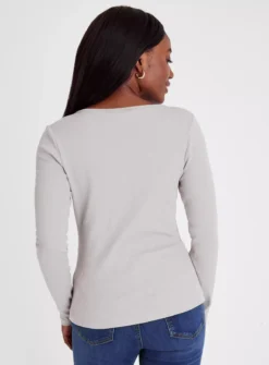 Grey Long Sleeve Henley Top 14