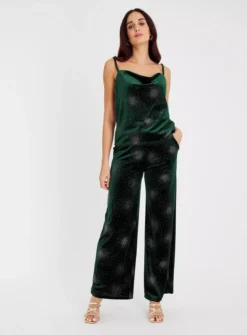 Green Embellished Velvet Cami Top 20