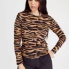 Brown Zebra Print Slim Fit T-Shirt 24 -Cheap Zest Garb Store tuc143153071 Multi20Coloured R Z001A