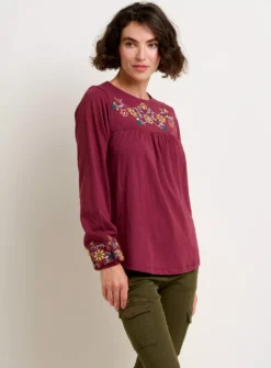 BRAKEBURN Folk Floral Embroidered Tee 10 -Cheap Zest Garb Store tuc143196442 Dark20Red R Z001A