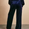 EVERBELLE Navy Velvet Wide Leg Coord Trousers 6 -Cheap Zest Garb Store tuc143209071 Navy R Z004A