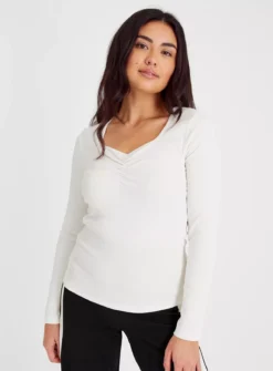 White Sweetheart Neckline Long Sleeve Top 14 7 White Sweetheart Neckline Long Sleeve Top 14 -Cheap Zest Garb Store tuc143211243 White R Z001A 1