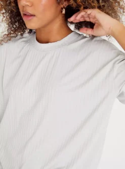 Grey Ribbed Boxy T-Shirt 16 -Cheap Zest Garb Store tuc143250752 Grey R Z003A
