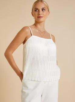 White Square Neck Plisse Cami 8 12 White Square Neck Plisse Cami 8 -Cheap Zest Garb Store tuc143261671 White R Z003A