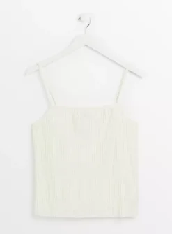 White Square Neck Plisse Cami 8 13 White Square Neck Plisse Cami 8 -Cheap Zest Garb Store tuc143261671 White R Z004A