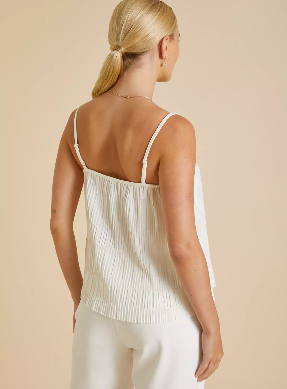White Square Neck Plisse Cami 8 4 White Square Neck Plisse Cami 8 - Image 2