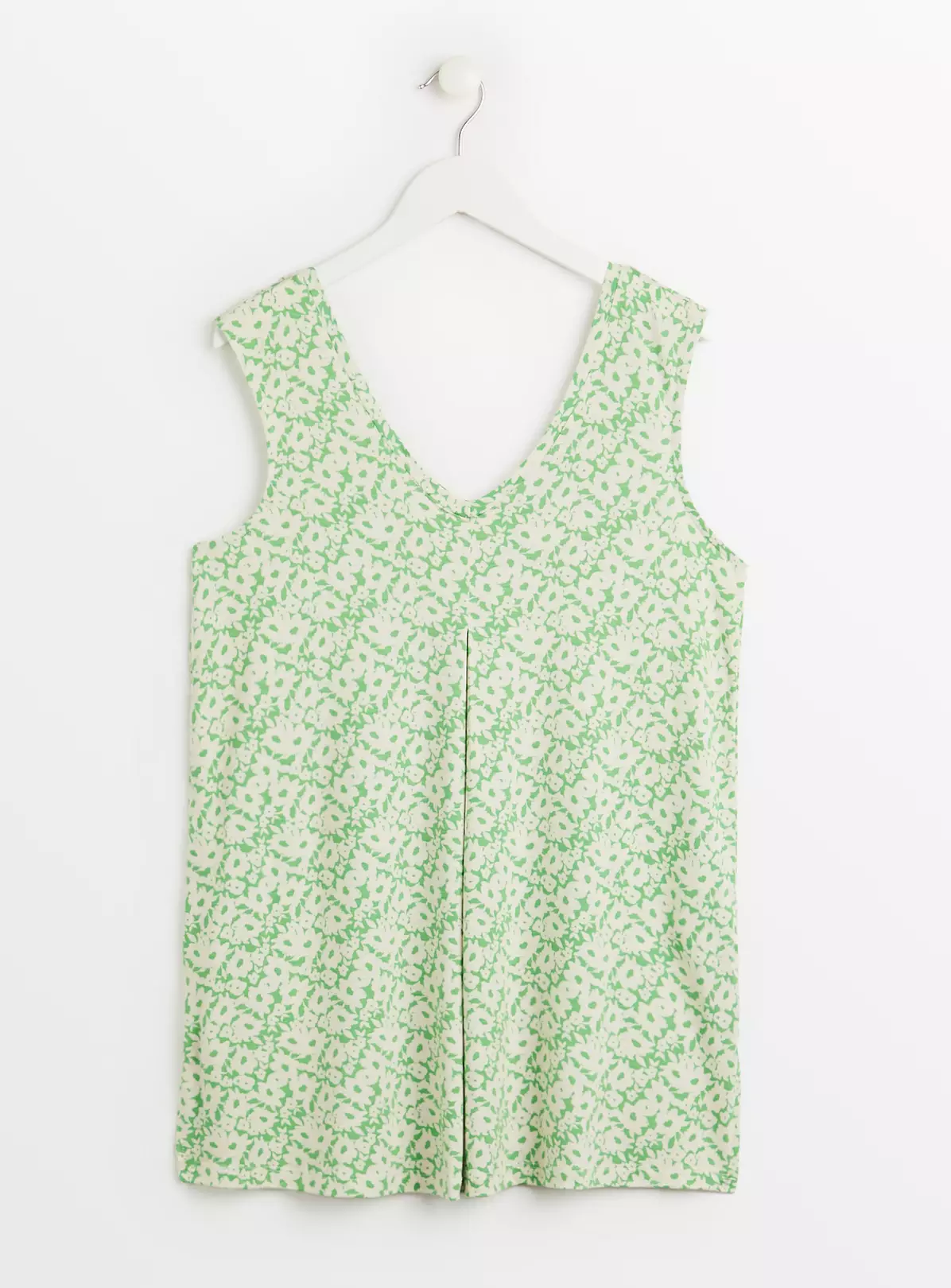 Green Floral V-Neck & Front Longline Vest Top 14 7 Green Floral V-Neck & Front Longline Vest Top 14 - Image 5