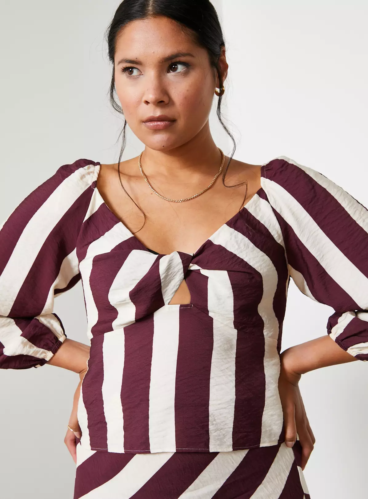 For All The Love Stripe Printed Twist Front Top 16 4 For All The Love Stripe Printed Twist Front Top 16 - Image 2