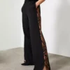 For All The Love Black Printed Side Stripe Wide Leg Trouser 6