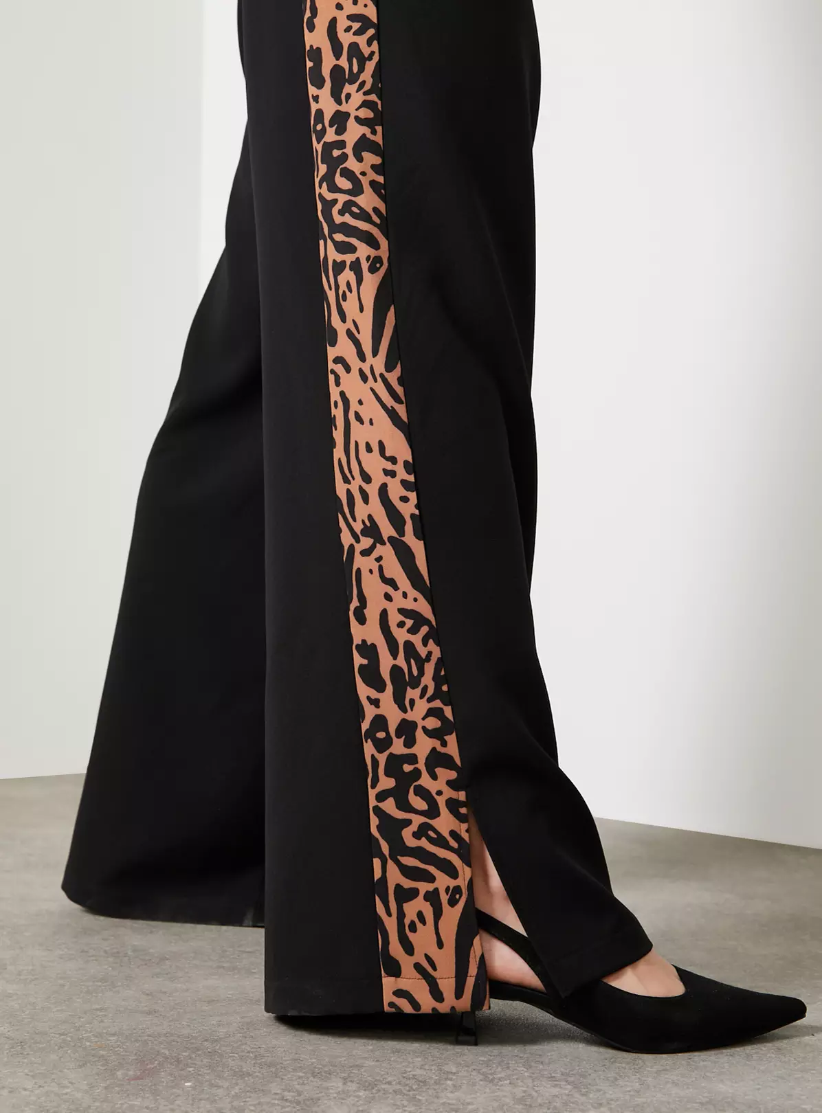 For All The Love Black Printed Side Stripe Wide Leg Trouser 6 6 For All The Love Black Printed Side Stripe Wide Leg Trouser 6 - Image 4