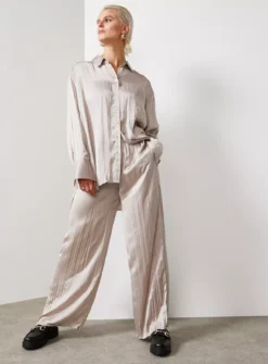 For All The Love Brown Crushed Floaty Satin Co-ord Wide Leg 16 -Cheap Zest Garb Store tuc143288030 Brown R Z005A