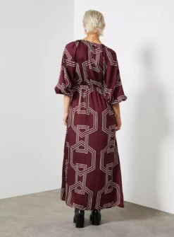 For All The Love Printed Satin Twist Front Midi Dress 16 -Cheap Zest Garb Store tuc143291626 Dark20Red R Z003A