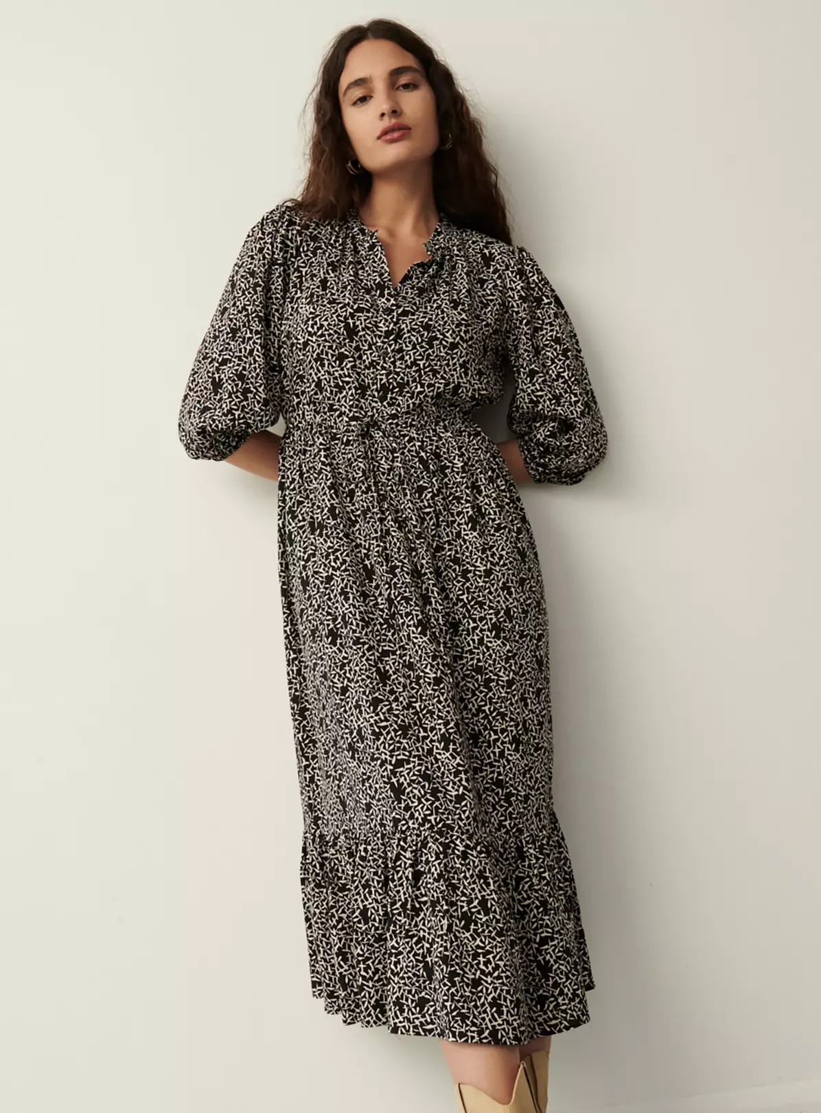 FINERY Black Crosshatch Rosie Dress 8 3 FINERY Black Crosshatch Rosie Dress 8