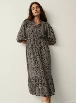 FINERY Black Crosshatch Rosie Dress 20