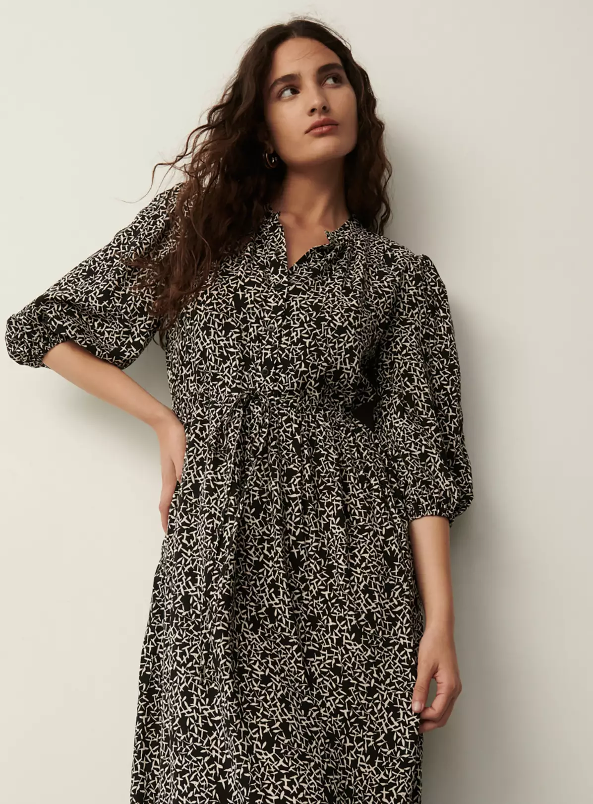 FINERY Black Crosshatch Rosie Dress 8 4 FINERY Black Crosshatch Rosie Dress 8 - Image 2
