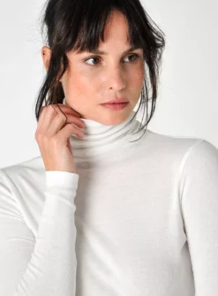 BURGS Agnes Jersey Roll Neck Top 18 -Cheap Zest Garb Store tuc143327756 White R Z003A